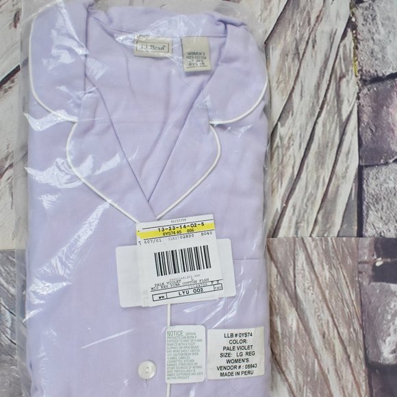 Vintage NOS LL Bean Large Pale Violet Pajama Set Cotton - Picture 1 of 10